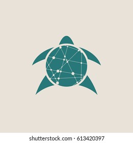 Silhouette stylized sea turtle on white background. Turtle symbol. Vector illustration