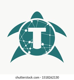 Silhouette stylized sea turtle. Turtle symbol for brabding