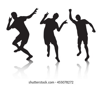Silhouette of a success of a man, joy. Vector illustration