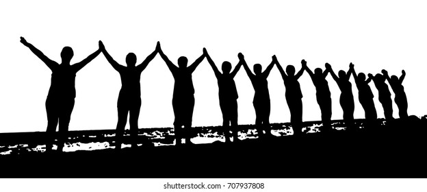 silhouette of successful people