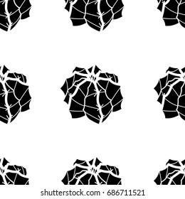 Silhouette succulents on white background. Seamless pattern vector illustration.