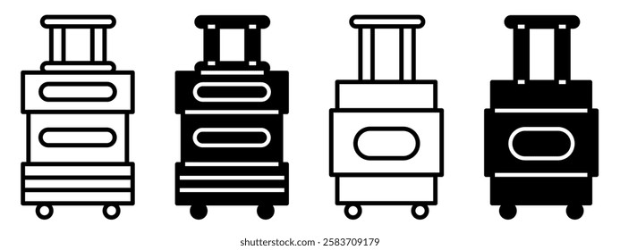 Silhouette of suitcase icon illustration on white background. suitcase icon set for business. Stock vector.