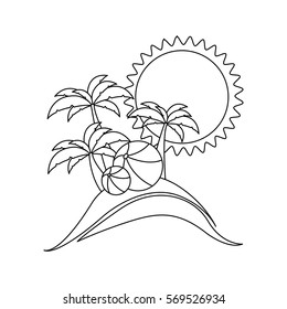 silhouette summer background beach flat icon