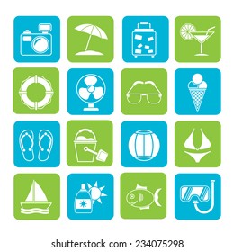 Silhouette Summer and beach icons - vector icon set