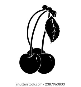 Silhouette of summer cherry berry. Vector graphics.