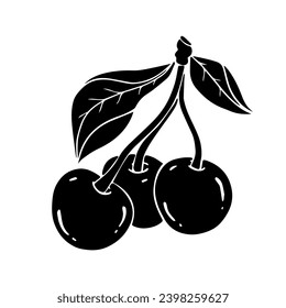 Silhouette de cereza de verano. Gráficos vectoriales.	
