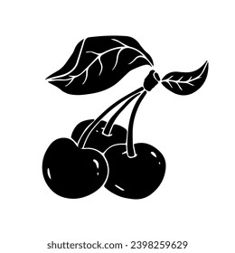 Silhouette de cereza de verano. Gráficos vectoriales.	
