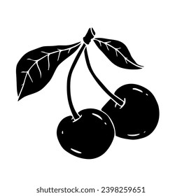 Silhouette of summer cherry berry. Vector graphics.	