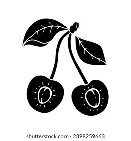 Silhouette de cereza de verano. Gráficos vectoriales.	