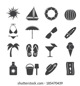 Silhouette Summer and Holiday Icons - Vector Icon Set