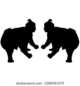 silhouette of sumo fight vector illustration