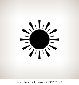 Silhouette sun with rays on a light background , black and white  vector illustration
