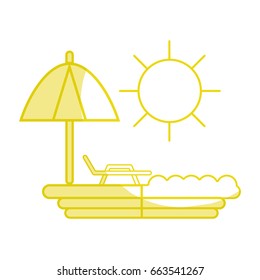silhouette sun seat with umbrella to vacation