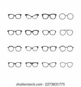silhouette sunglasdes collection vector icon