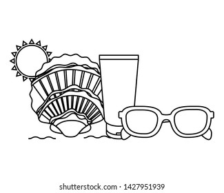 silhouette of sunglasses on white background