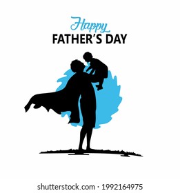 silhouette of superhero father with his son in celebration of father's day