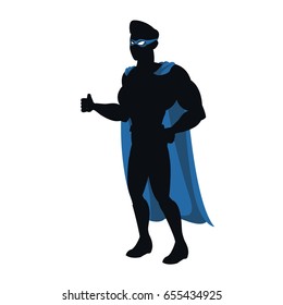 silhouette of a superhero posing vector illustration