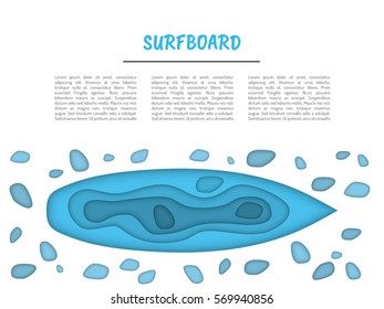 Silhouette of surf boards made in the paper style with the effect of layer depth from the paper. Origami style