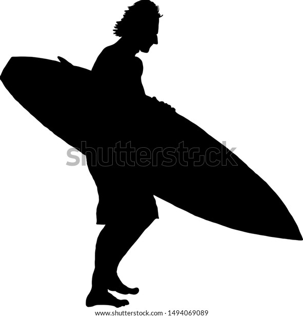 Silhouette Surfer Carrying His Surfboard Vector Stock Vector (Royalty ...