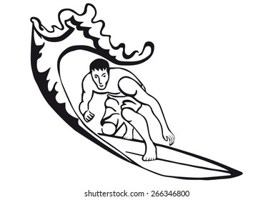 silhouette of a surfer. man.