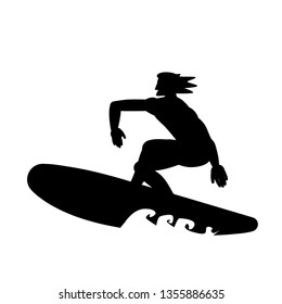 Surfer Wave Womens Surfing Emblem Black Stock Illustration 1452404366