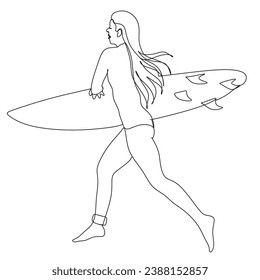 Silhouette surfer vector image one line