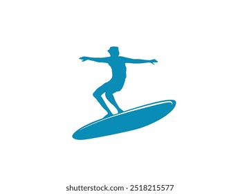 Silueta de surf en las olas del océano: Vector de acción dinámico de tablas de surf para deportes acuáticos y aventuras