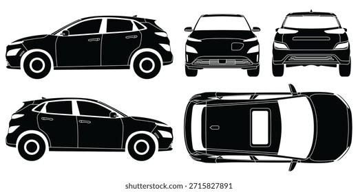 Vector eléctrico del coche del SUV de la silueta, coche del SUV del icono aislado en fondo transparente