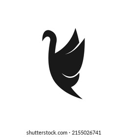 Silhouette of swan. Icon flat design vector.