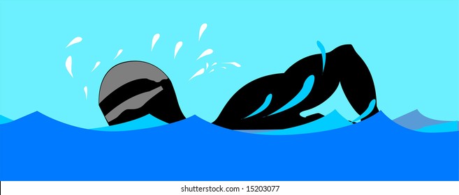 silhouette of a swimmer	