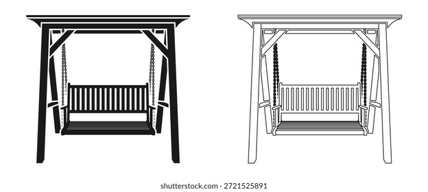 silhueta da ilustração do vetor da bancada de balanço isolado no fundo branco.