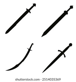 Silhouette sword collection vector vector .
