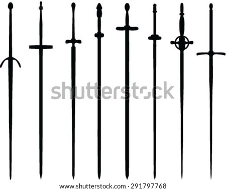 Silhouette Swords Vector Background Isolated Stock Vector (Royalty Free ...