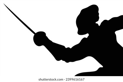 Silhouette of a swordsman in action