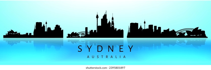 Silhouette Sydney Skyline set. Vector illustration. Eps 10