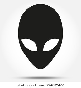Silhouette symbol of Alien head creature from another world. Simple Vector illustration.