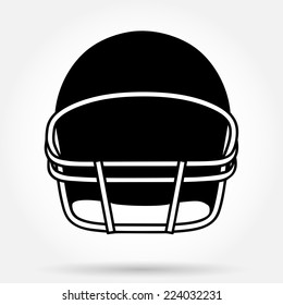 Silhouette Symbol Of American Football Helmet. Simple Vector Sport Illustration Isolated On Background.