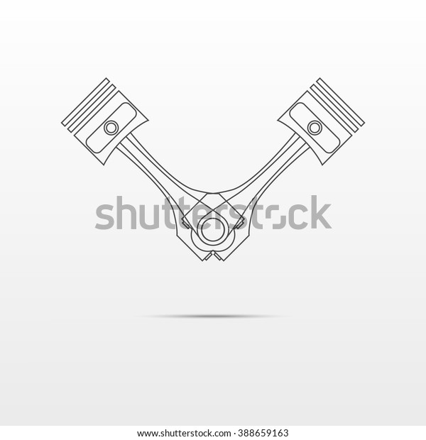 Silhouette symbol of car engine pistons.\
Vector Illustration Isolated on white\
background.