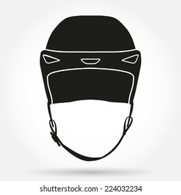 Silhouette symbol of Classic Goalkeeper Ice Hockey Helmet. Simple Sports Vector illustration isolated on white background.
