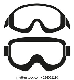 Símbolo de silueta de las gafas clásicas de snowboard. Vector simple aislado en fondo blanco