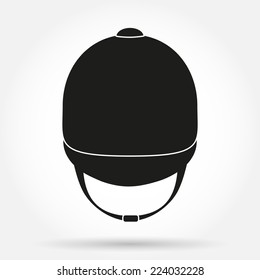 Silhouette symbol of  Jockey helmet for horseriding athlete. Simple Vector Illustration isolated on white background.