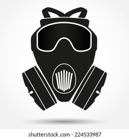 Silhouette symbol of Khaki gas mask respirator. Vector Illustration Isolated on white background.