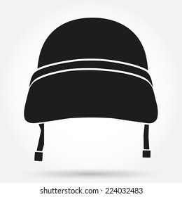 Silhouette symbol of Military helmet. Simple vector illustration Isolated on white background.