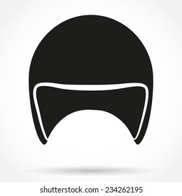 Silhouette Symbol Of Motorbike Classic Helmet. Vector Illustration Isolated On White Background,