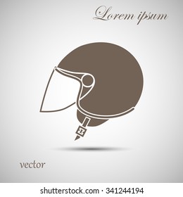 Silhouette symbol of motorbike classic helmet. Vector illustration