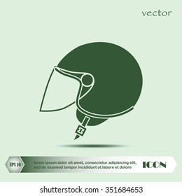 Silhouette symbol of motorbike classic helmet. Vector illustration