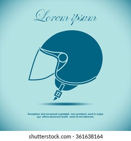 Silhouette symbol of motorbike classic helmet. Vector illustration