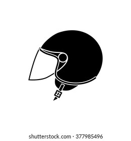 Silhouette symbol of motorbike classic helmet. Vector illustration