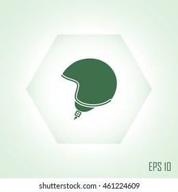 Silhouette symbol of motorbike classic helmet. Vector 
