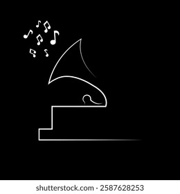 Silhouette Symphony: Old Gramophone Icon silhouette 